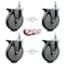 Service Caster 6 Inch Gray Polyurethane 10 MM Threaded Stem Caster Set with Brake SCC-TS20S614-PPUB-PLB-M1015-4 - alternate 3